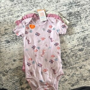 Carter's Pink Fish Print Baby Onesie